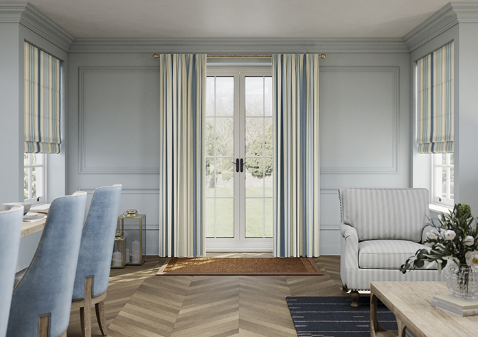 Laura Ashley Awning Stripe, Seaspray - Made to Measure Curtains - Image 3